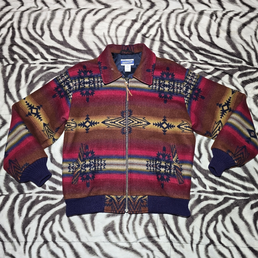 Pendleton Knockabouts Aztec Wool Bomber Jacket Si… - image 1